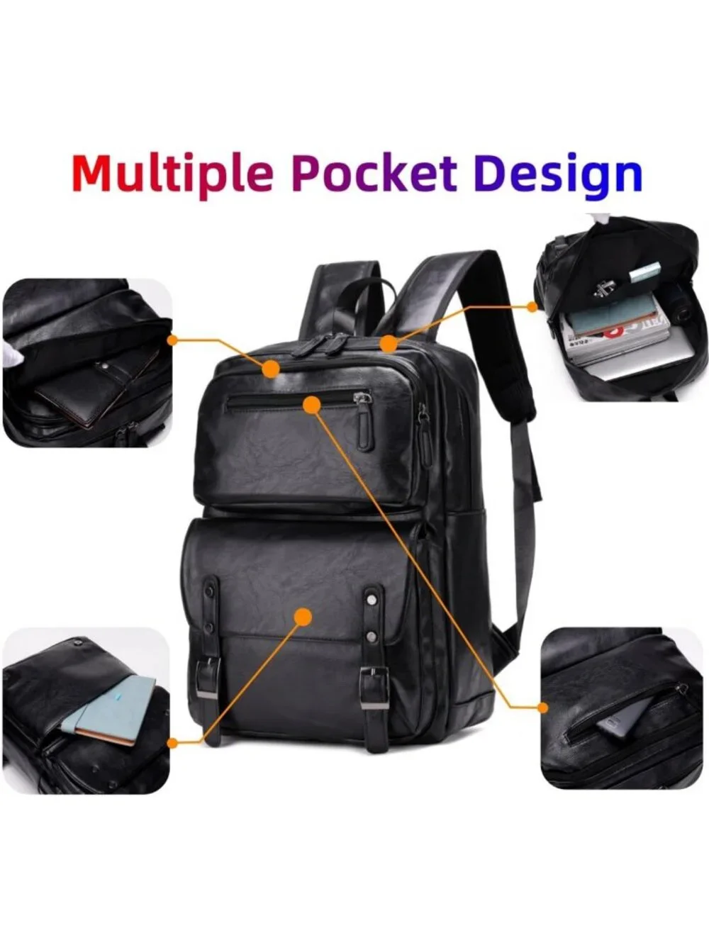 Stylish Casual Leather Laptop Backpack for Men & Women - Daily Commuter Work Bag